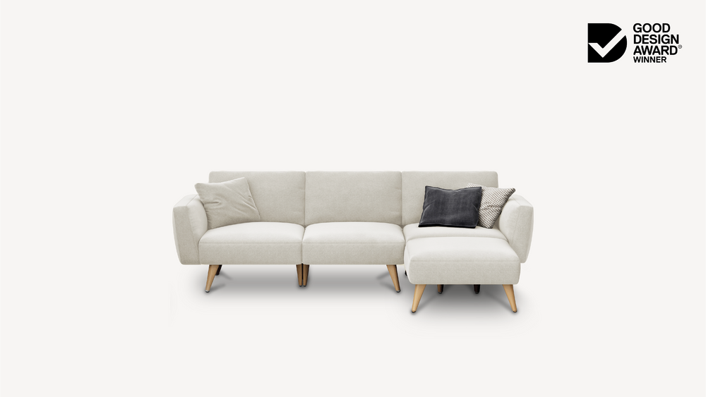 
                  
                    Load image into Gallery viewer, 3 seat modular sofa + ottoman
                  
                