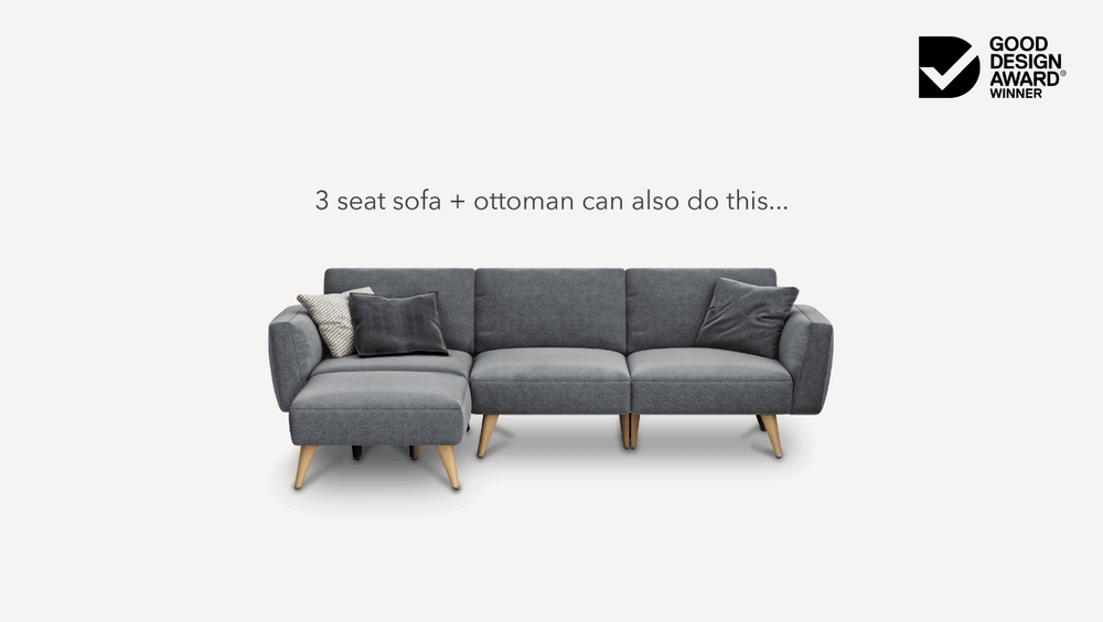 
                  
                    Load image into Gallery viewer, 3 seat modular sofa + ottoman
                  
                
